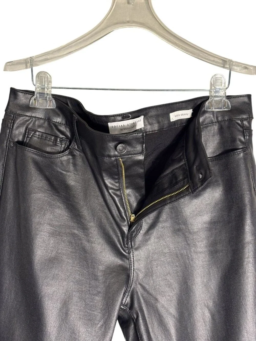 Social Standard By Sanctuary Black Faux Leather Ankle Skinny Pants Size 16 - Picture 9 of 13